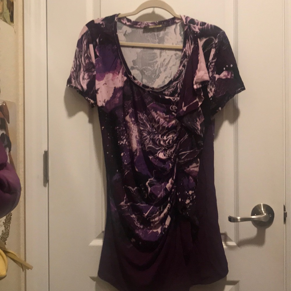 Roberto Cavalli scoop neck blouse w/ ruffle detail